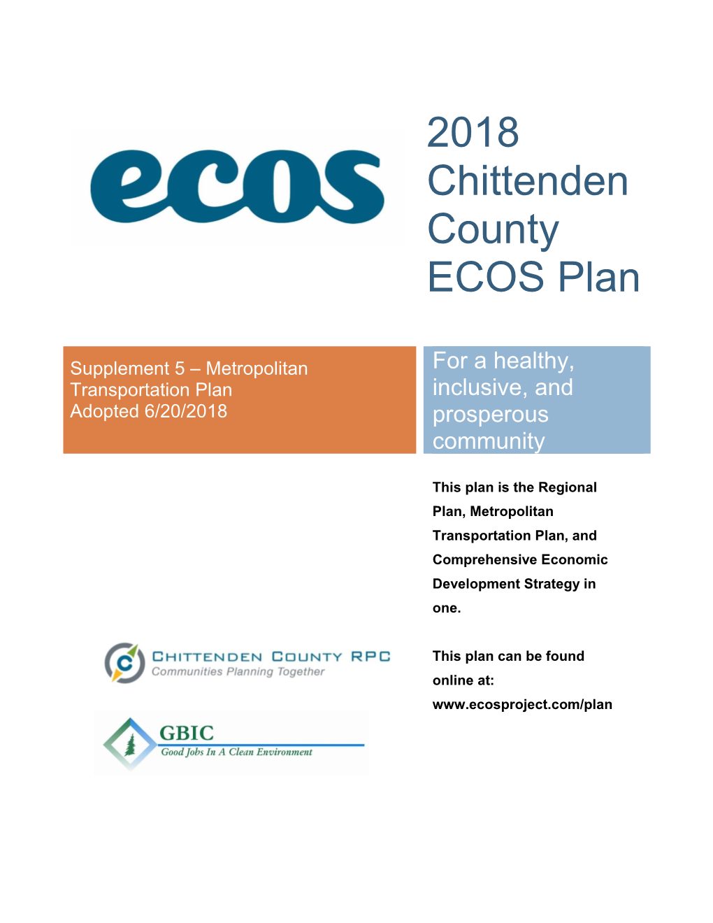 2018 Chittenden County ECOS Plan