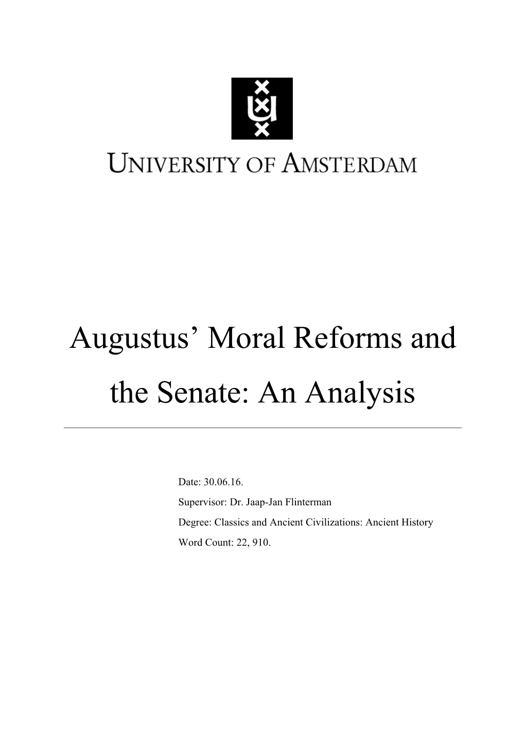 Augustus' Moral Reforms and the Senate
