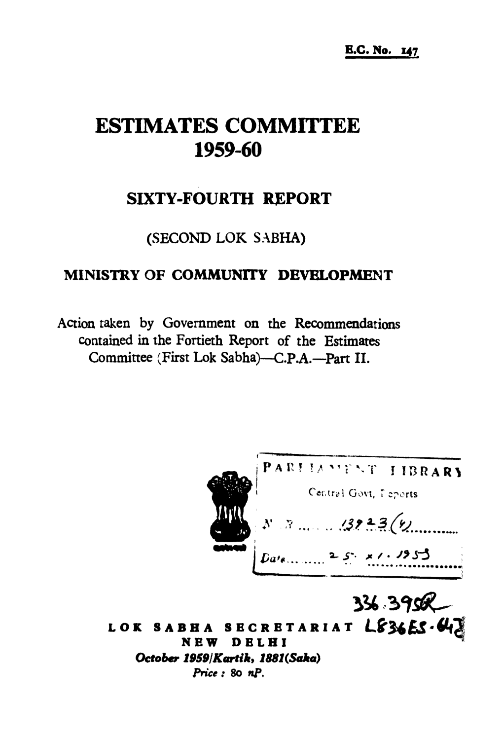 Estimates Committee 1959-60