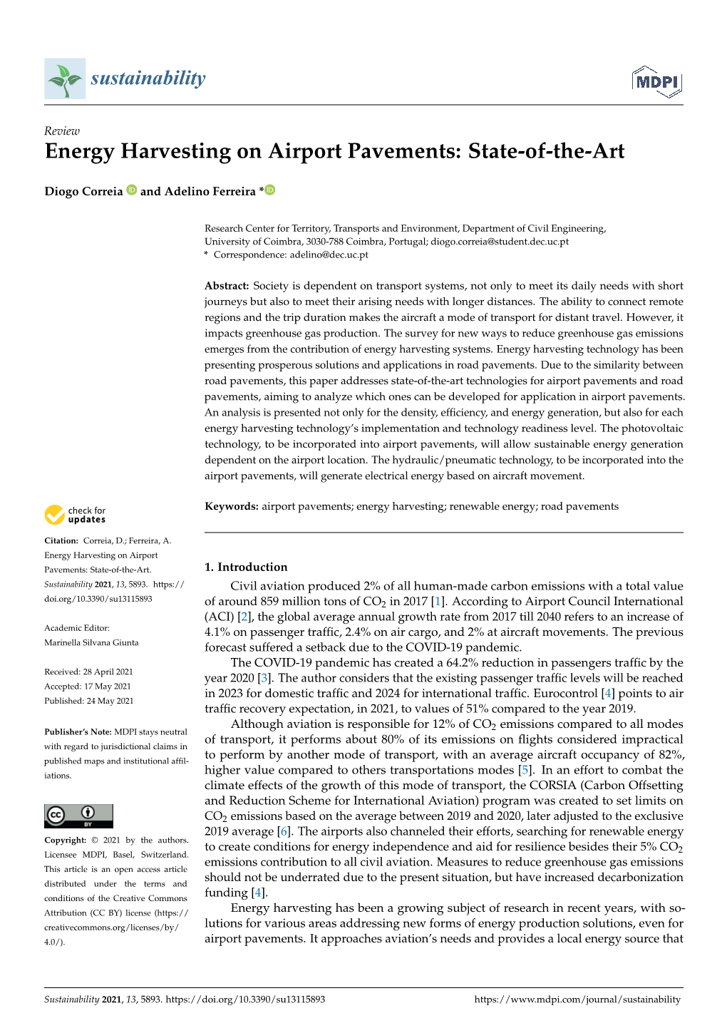 Energy Harvesting on Airport Pavements: State-Of-The-Art