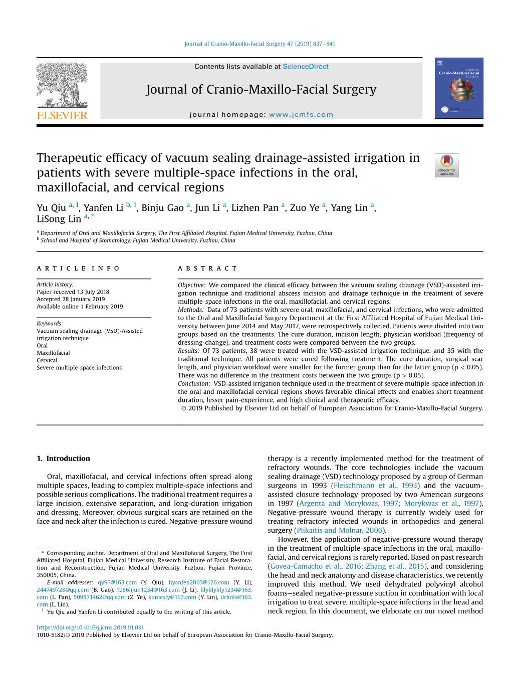 Therapeutic Efficacy of Vacuum Sealing Drainage-Assisted Irrigation