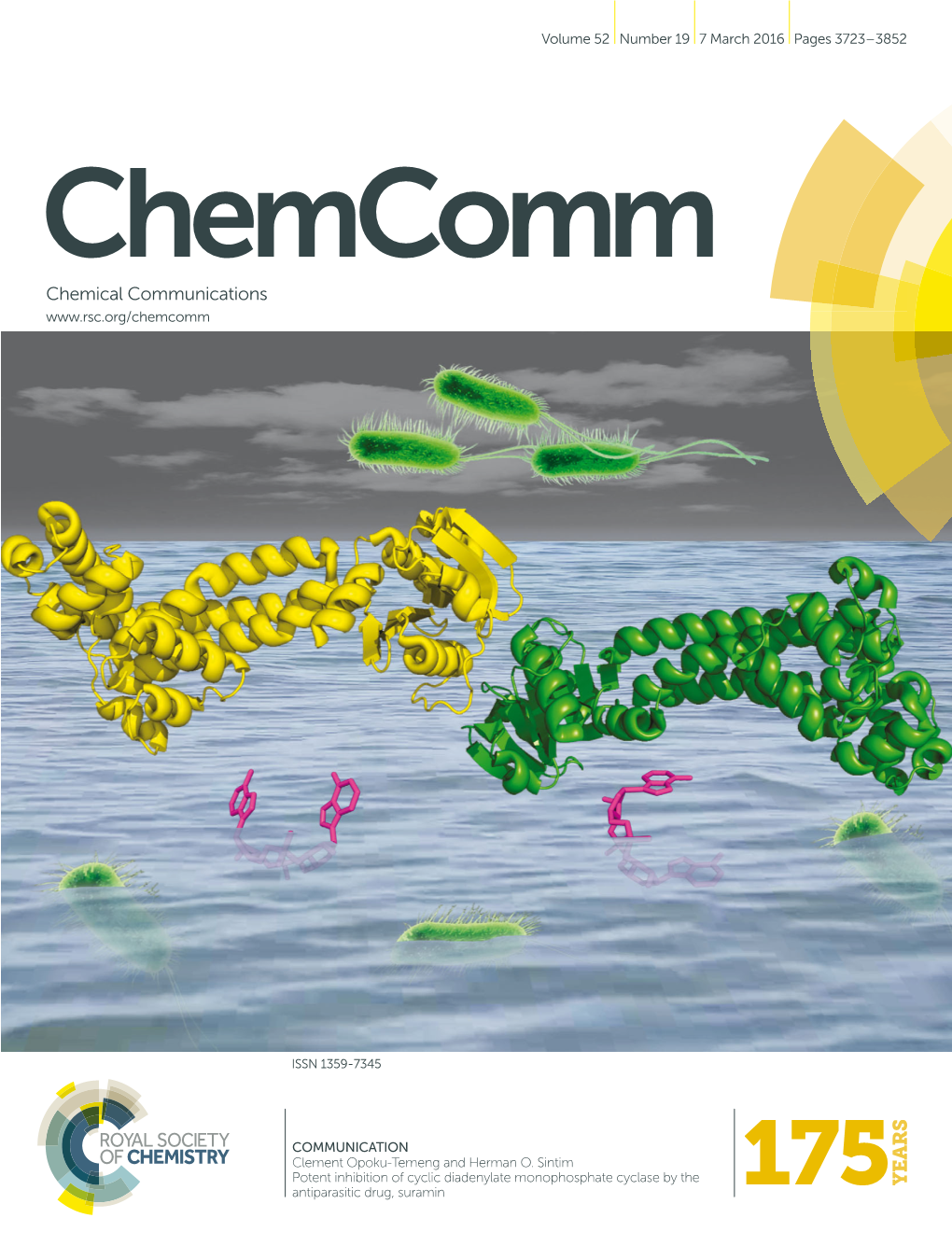 Potent Inhibition of Cyclic Diadenylate Monophosphate Cyclase by the Antiparasitic Drug, Suramin Chemcomm