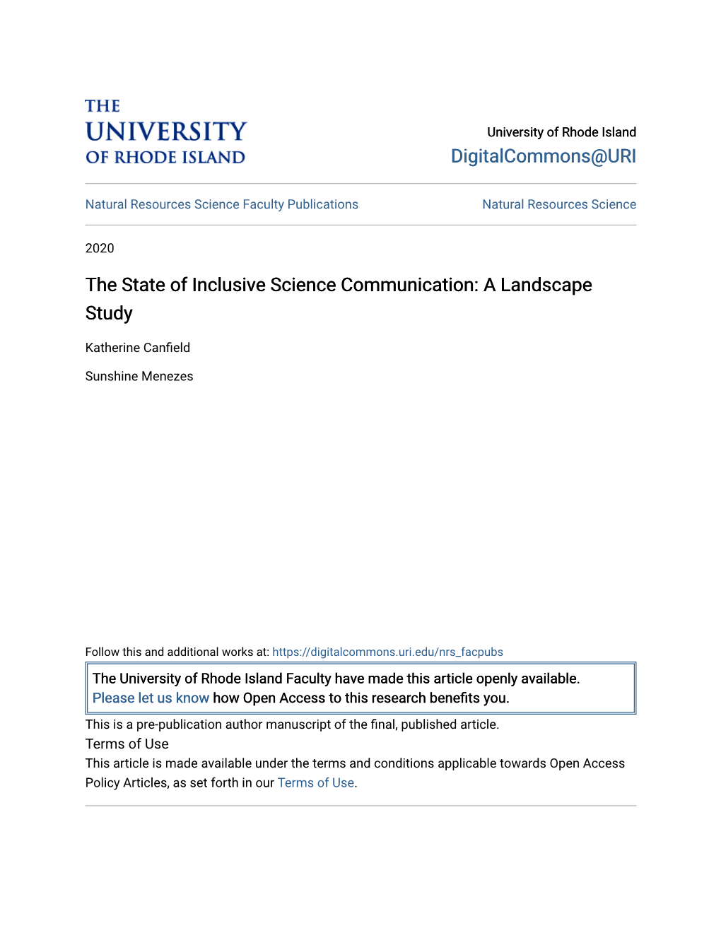 The State of Inclusive Science Communication: a Landscape Study