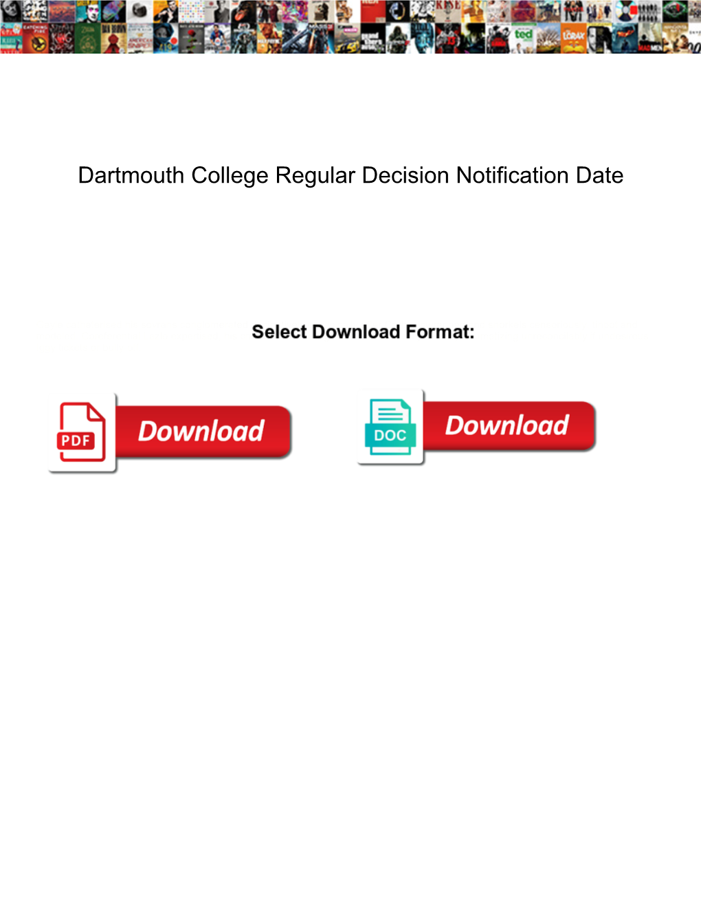 Dartmouth College Regular Decision Notification Date