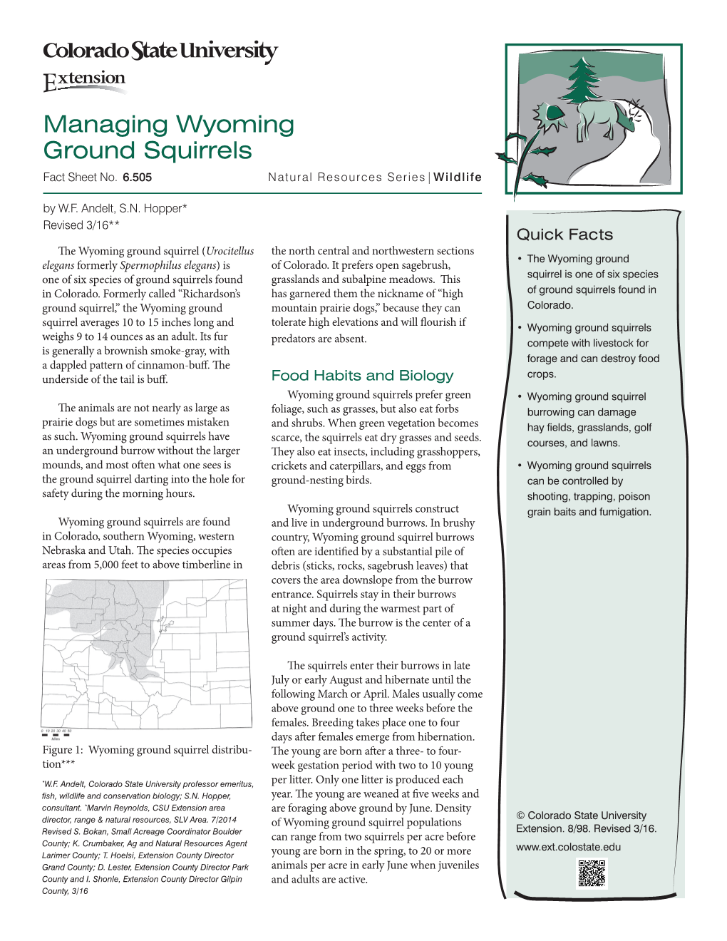 Managing Wyoming Ground Squirrels Fact Sheet No