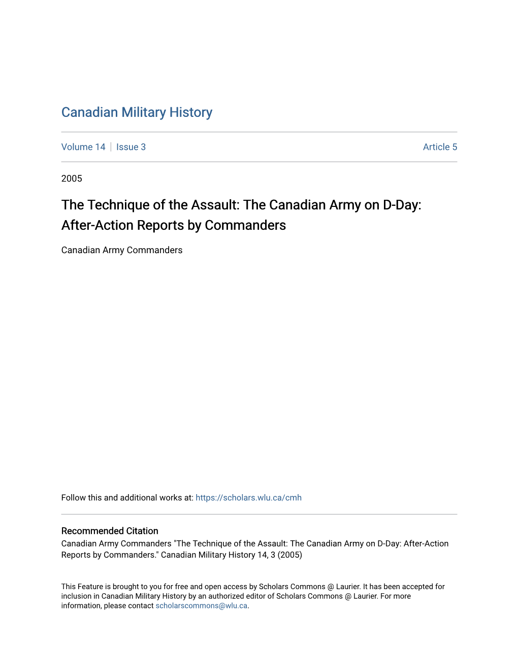 The Canadian Army on D-Day: After-Action Reports by Commanders