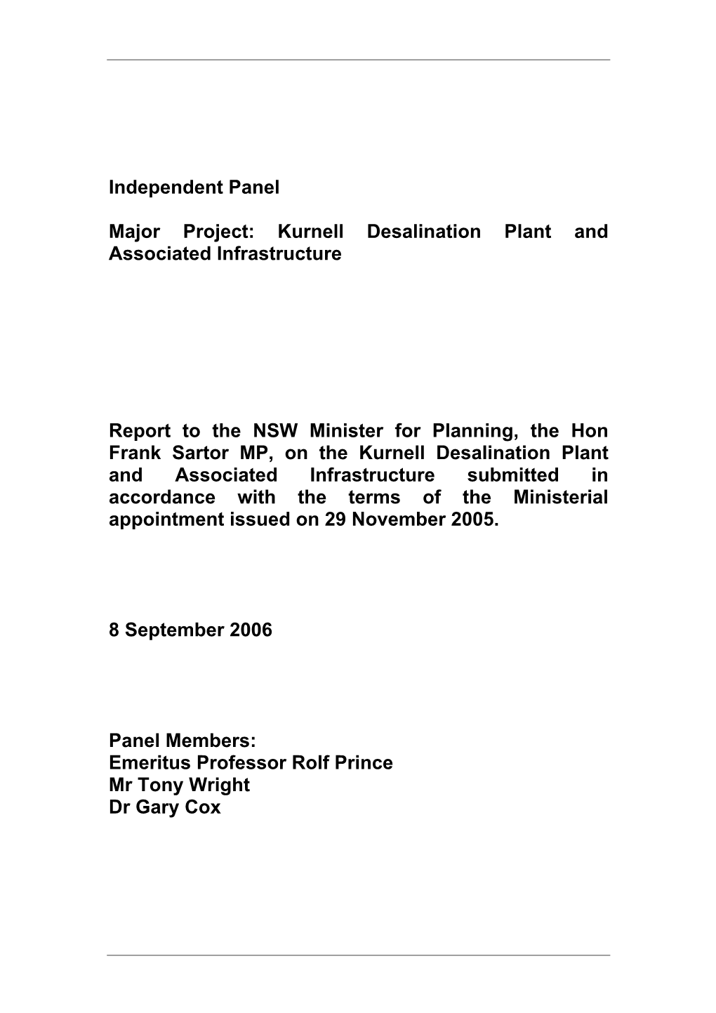 2006 Independent Panel Report