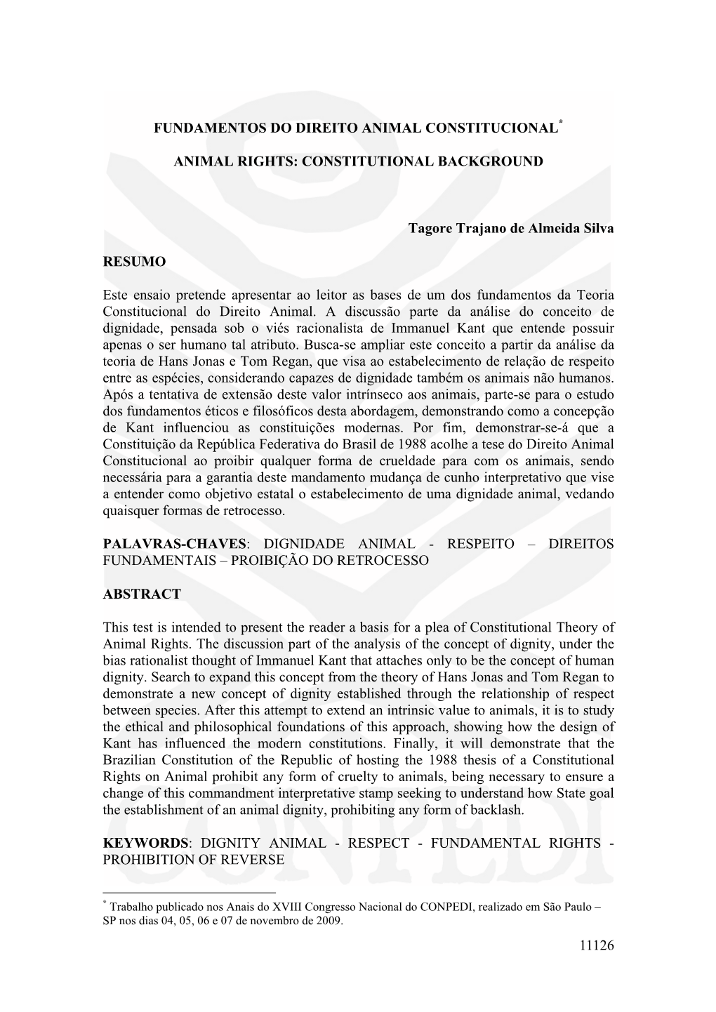 11126 Fundamentos Do Direito Animal Constitucional