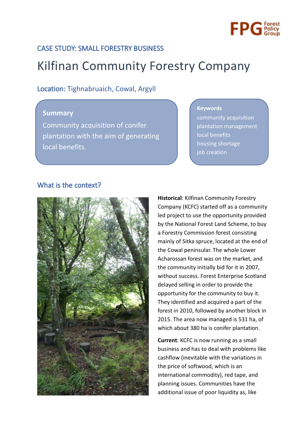 Kilfinan FPG Case Study