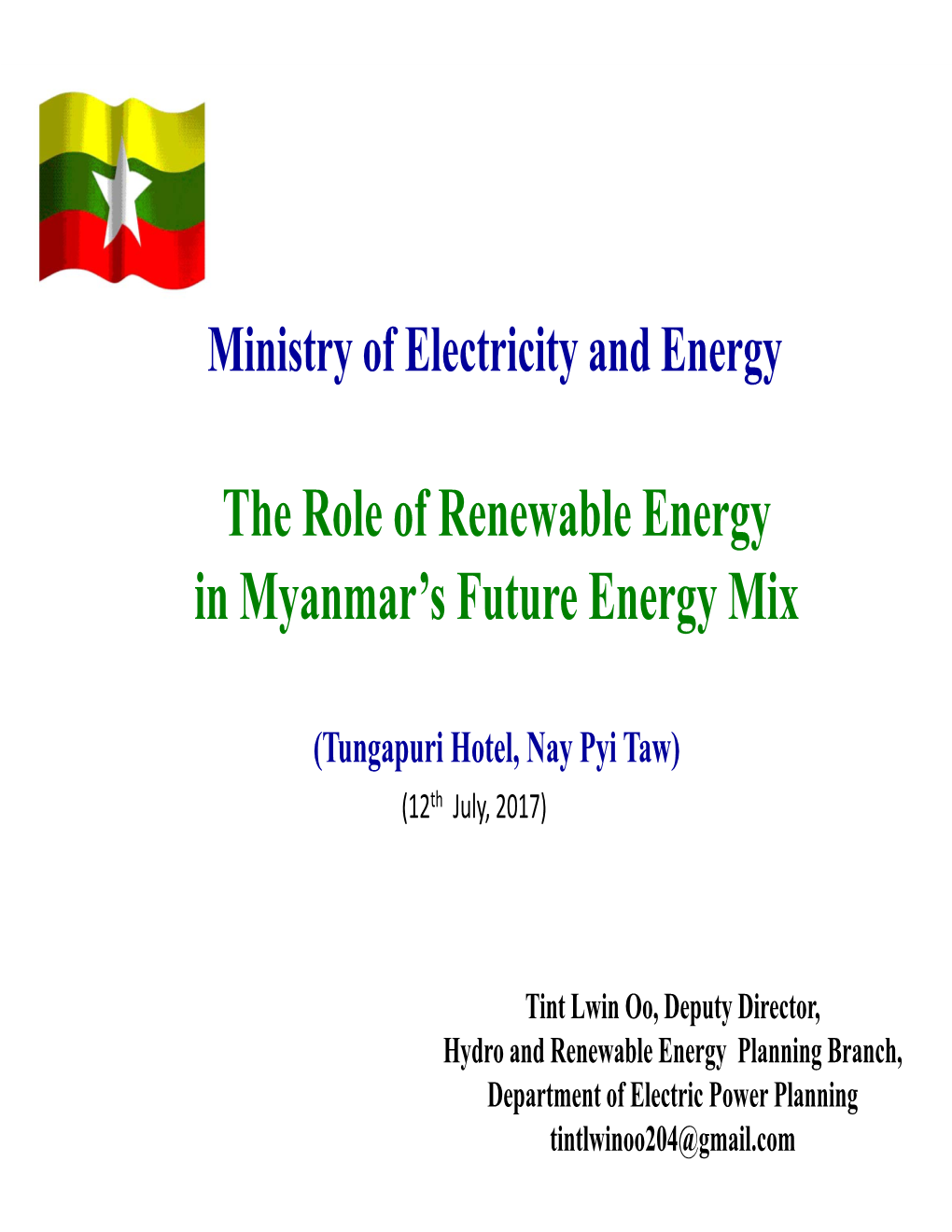 The Role of Renewable Energy in Myanmar's Future Energy