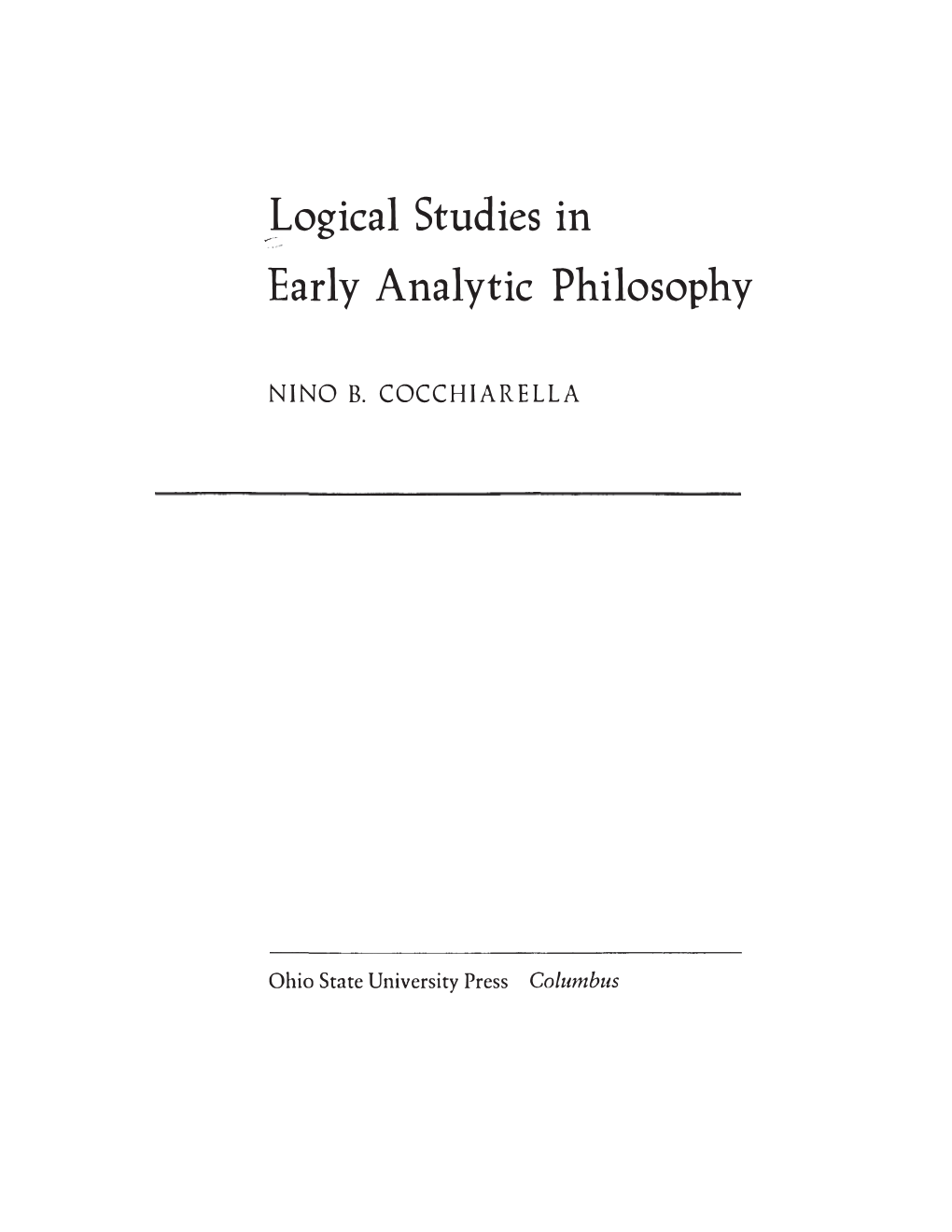 Logical Studies in Early Analytic Philosophy.Pdf