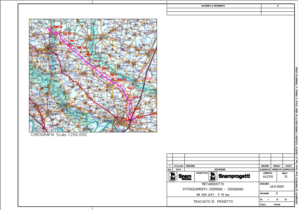 0 663310 Lb-D-83201 Tracciato Di Progetto Metanodotto