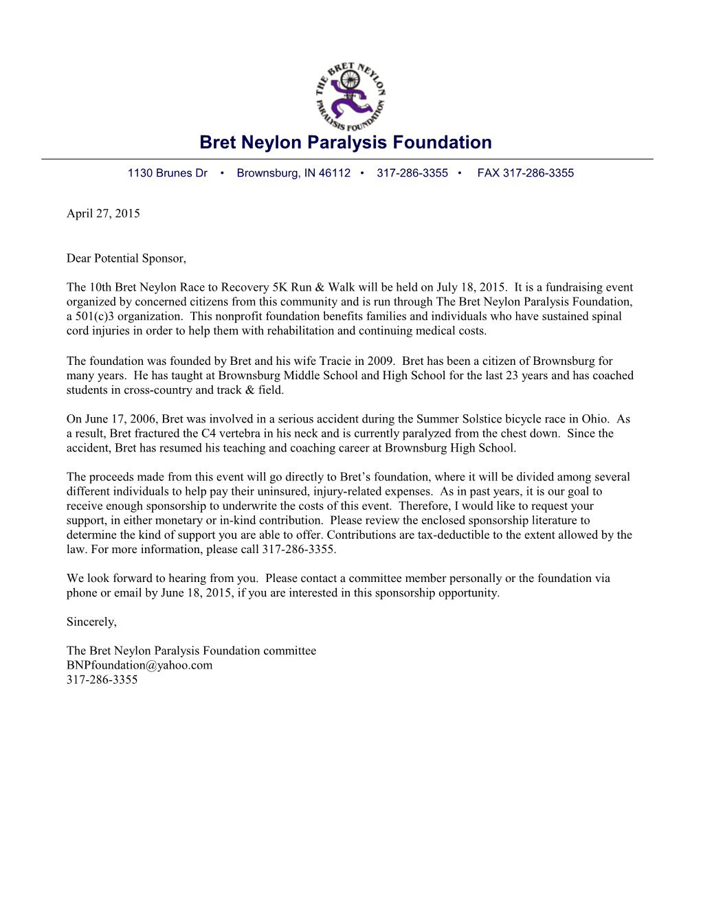 Bret Neylon Paralysis Foundation