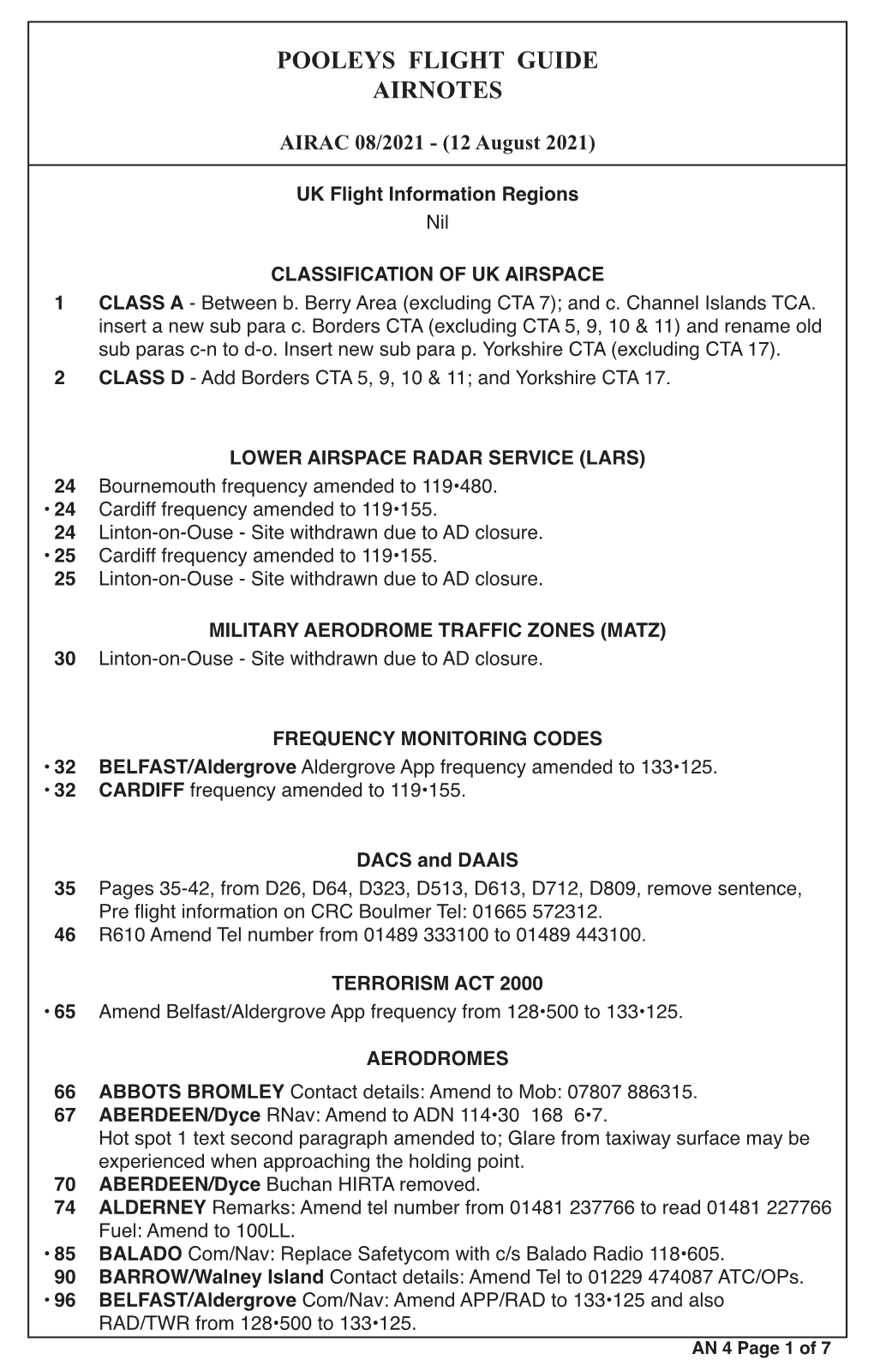 Pooleys Flight Guide Airnotes