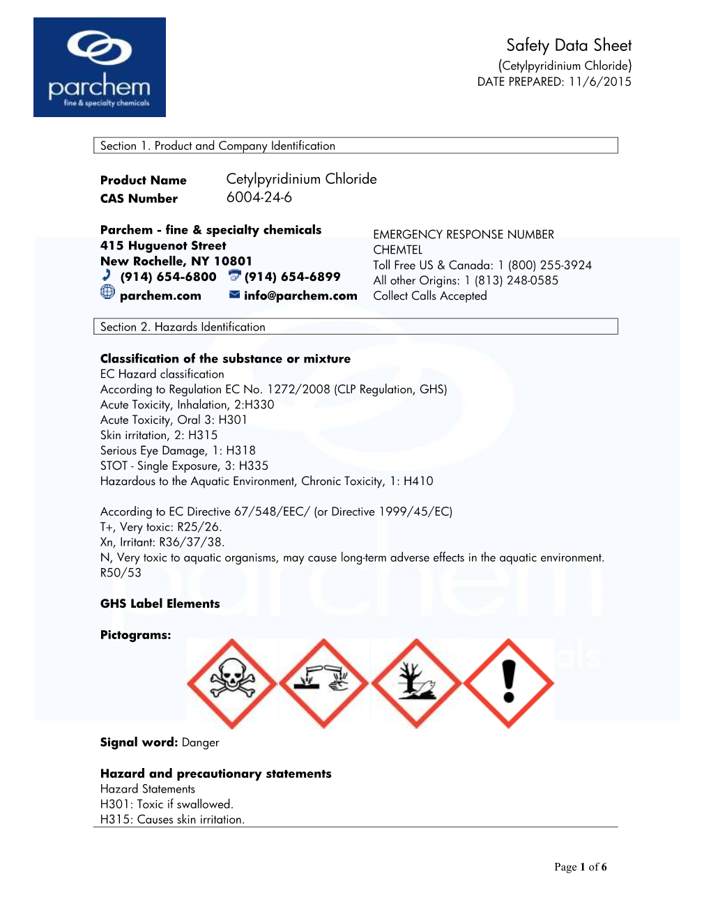 Cetylpyridinium Chloride) DATE PREPARED: 11/6/2015