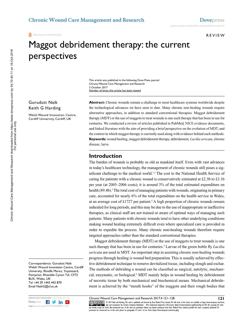 Maggot Debridement Therapy: the Current Perspectives
