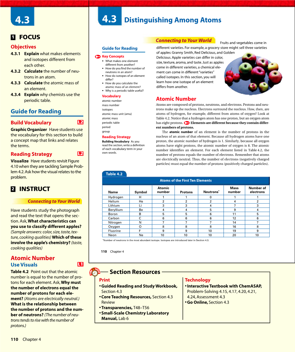 4.3 Distinguishing Among Atoms