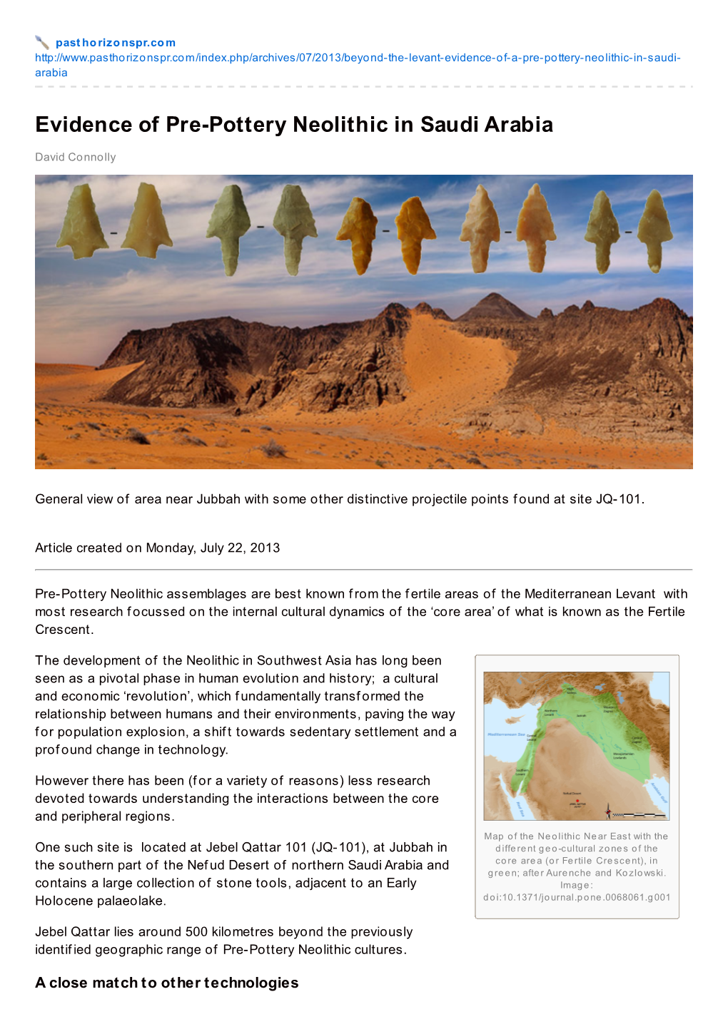 Evidence of Pre-Pottery Neolithic in Saudi Arabia