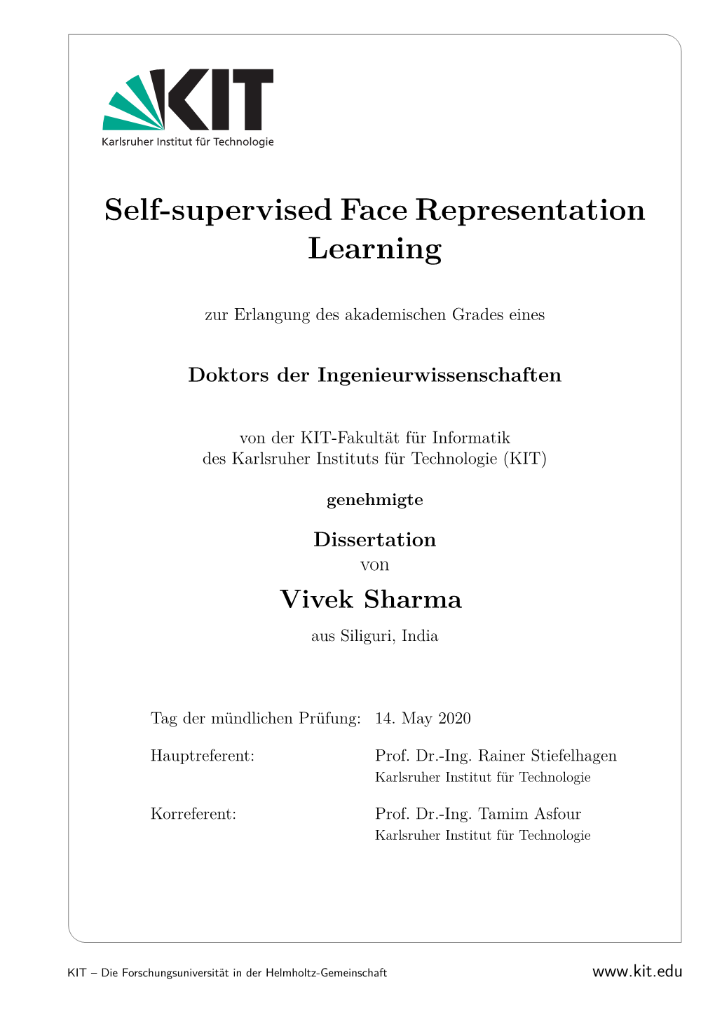 Self-Supervised Face Representation Learning