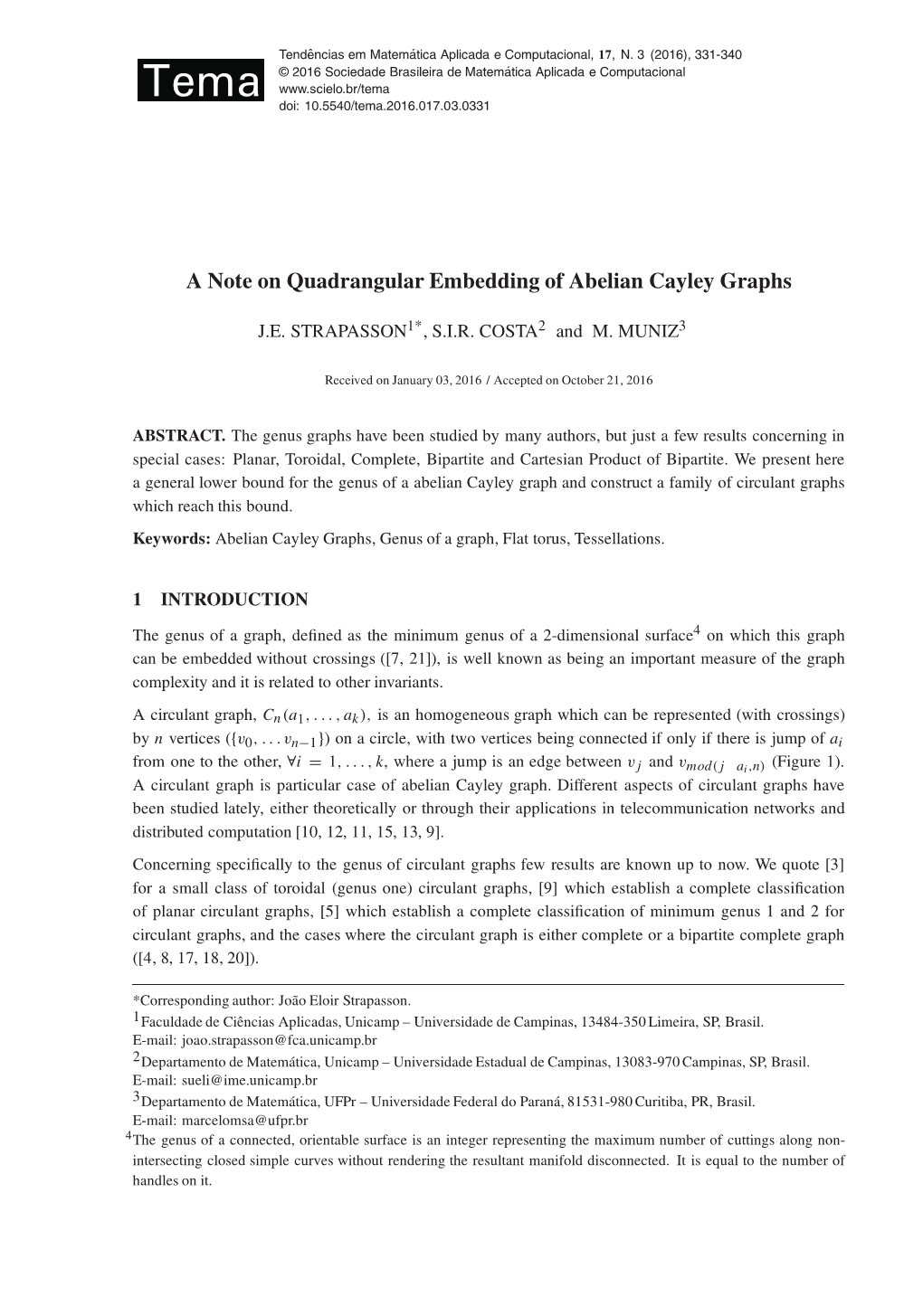 A Note on Quadrangular Embedding of Abelian Cayley Graphs