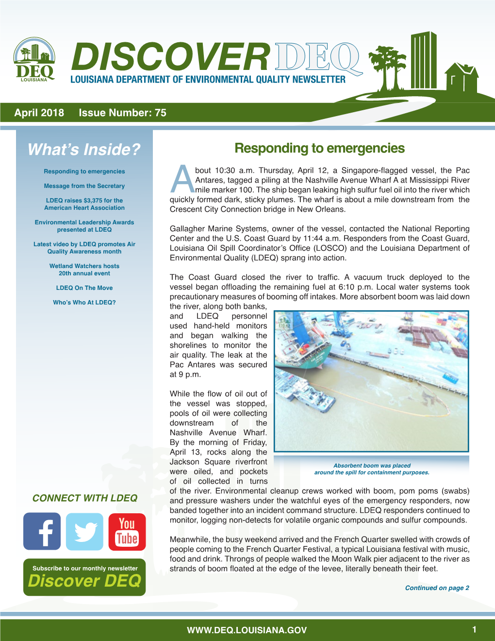 Discover DEQ Newsletter – April 2018