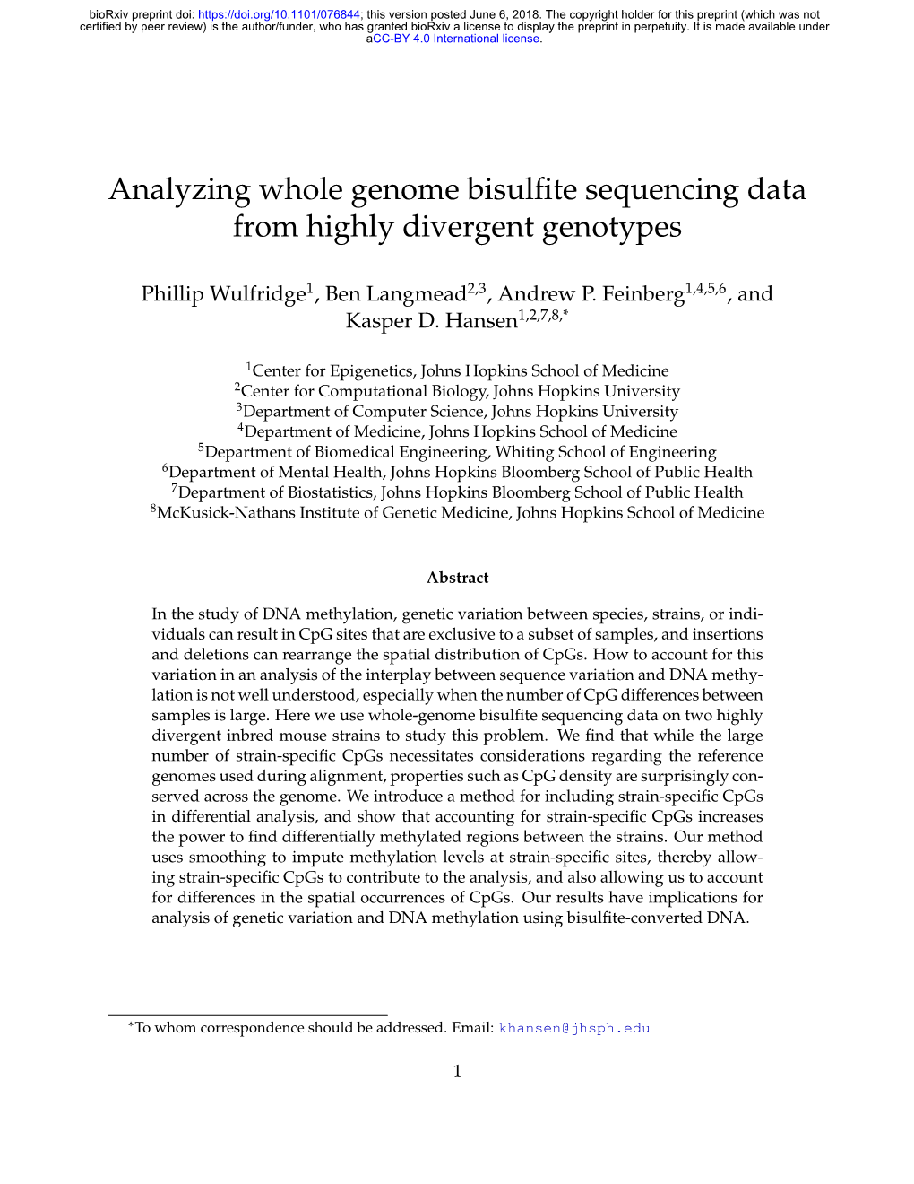 Analyzing Whole Genome Bisulfite Sequencing Data from Highly Divergent Genotypes