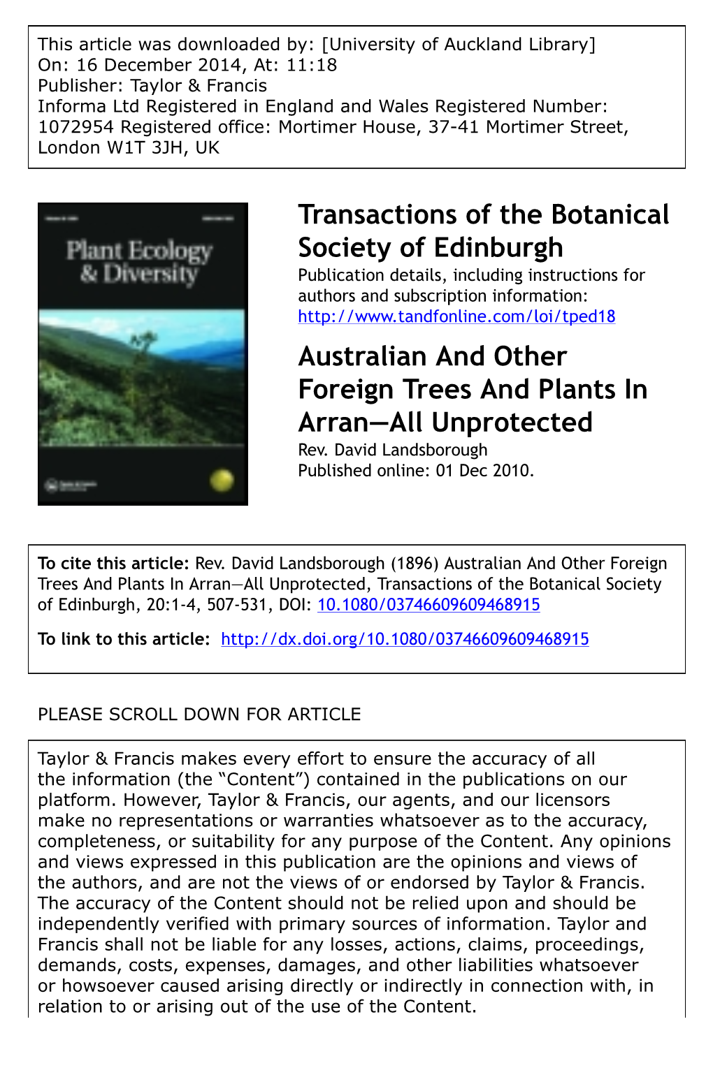 Transactions of the Botanical Society of Edinburgh Australian and Other