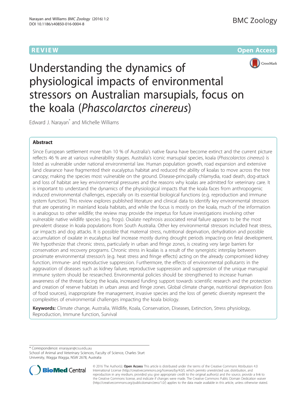 Understanding the Dynamics of Physiological Impacts of Environmental Stressors on Australian Marsupials, Focus on the Koala (Phascolarctos Cinereus) Edward J