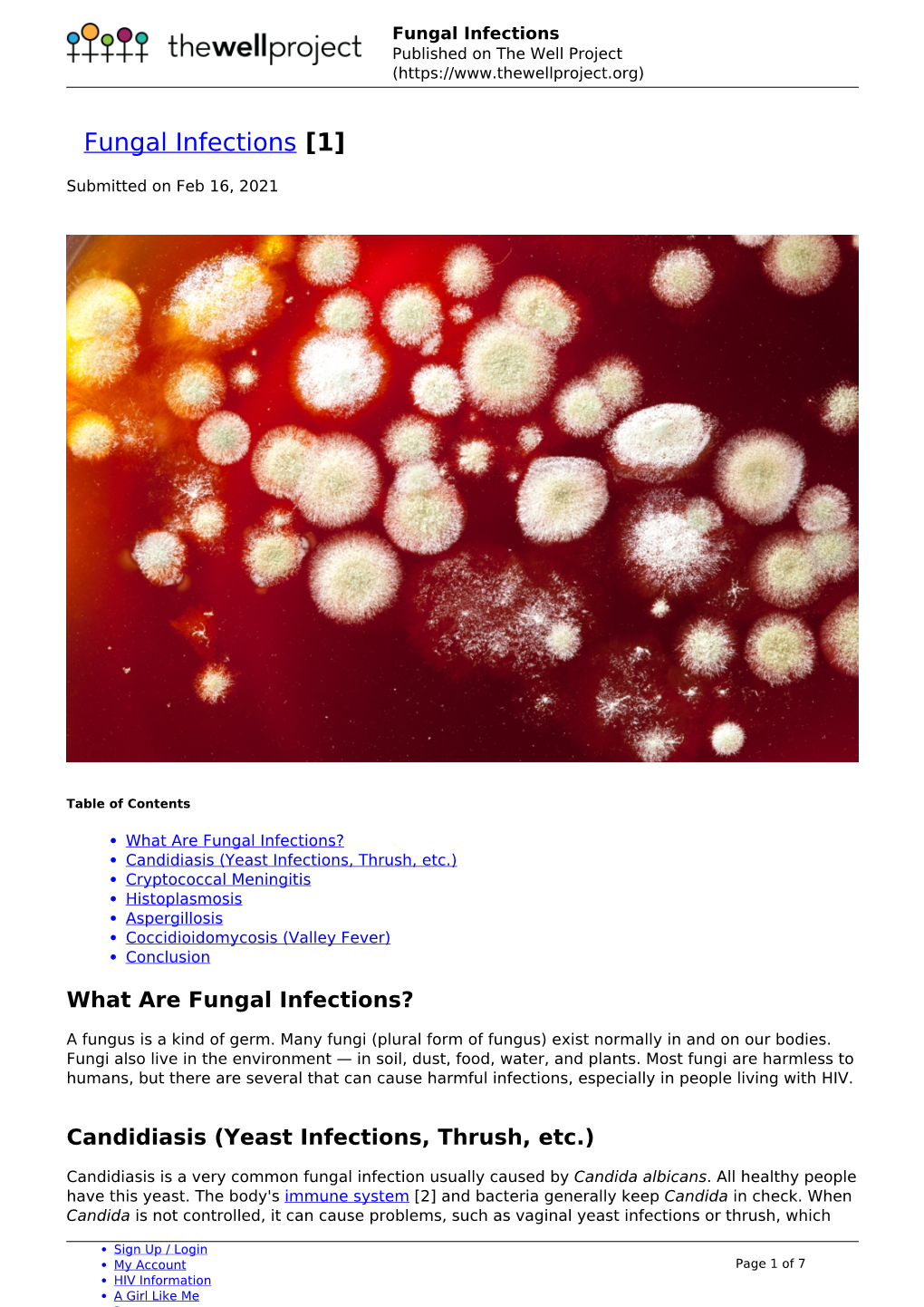 Fungal Infections Published on the Well Project (