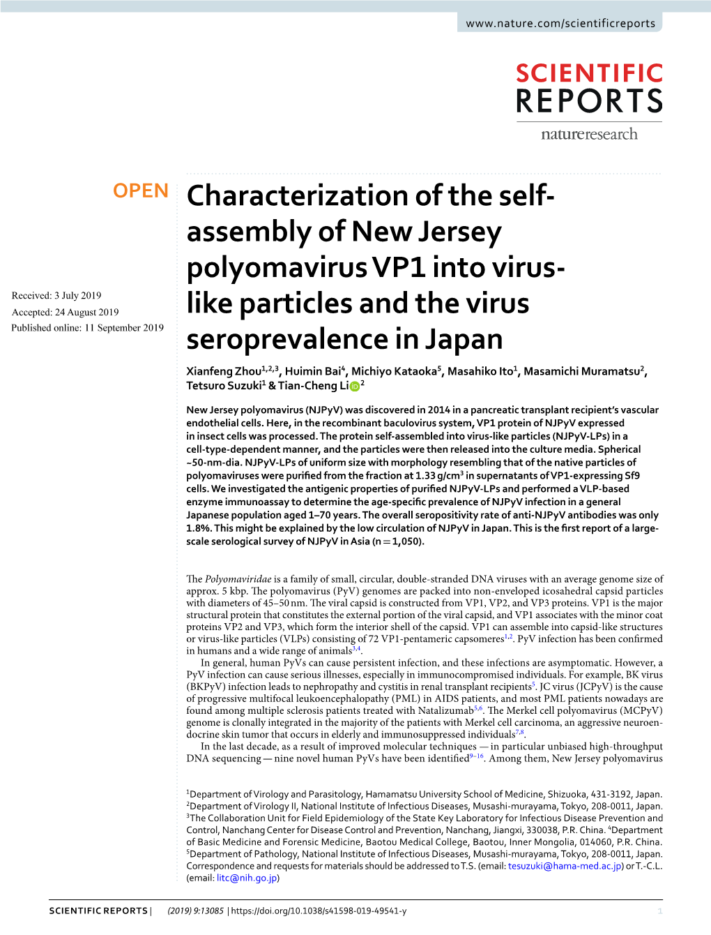 Characterization of the Self-Assembly of New Jersey Polyomavirus VP1 Into Virus-Like Particles and the Virus Seroprevalence in J