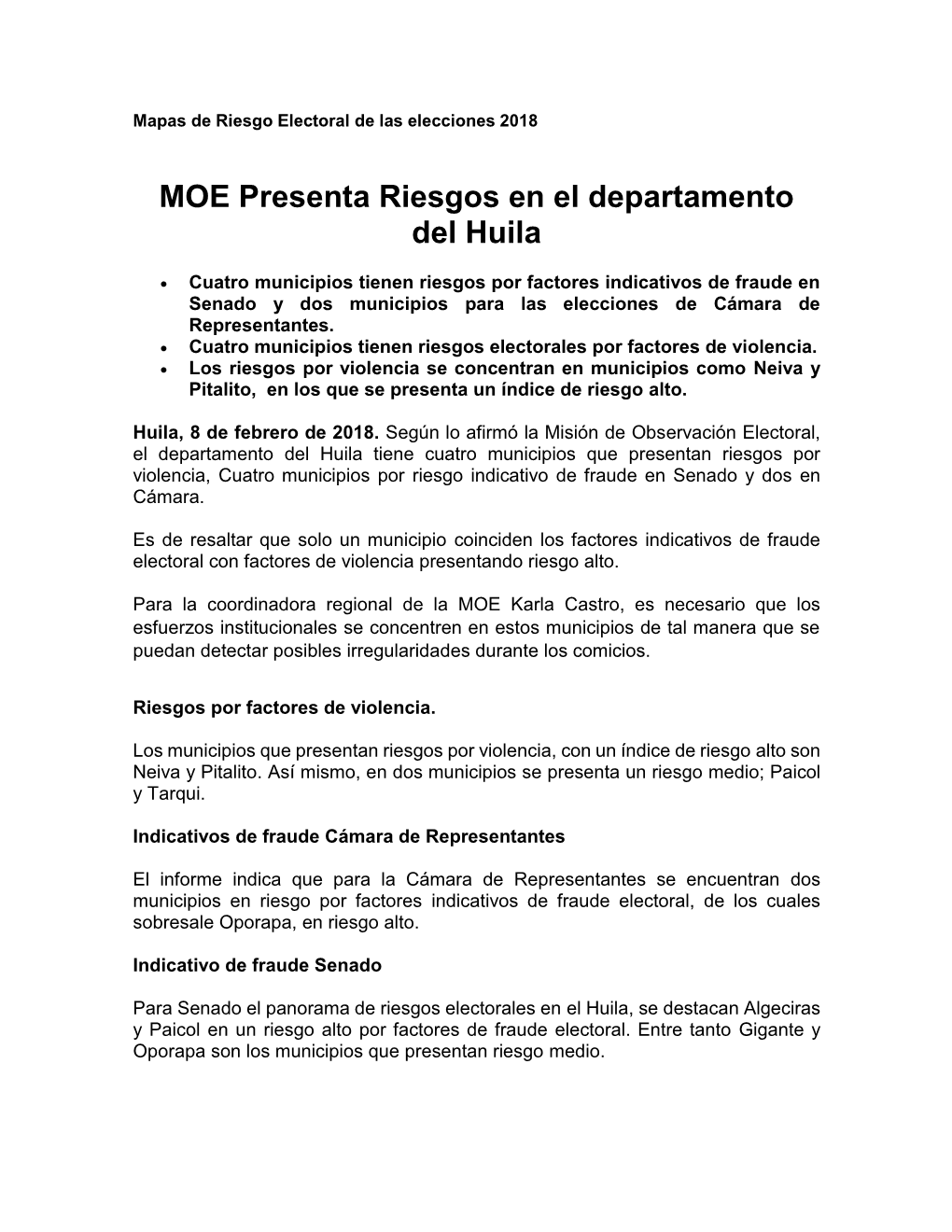 Comunicado Mre Huila