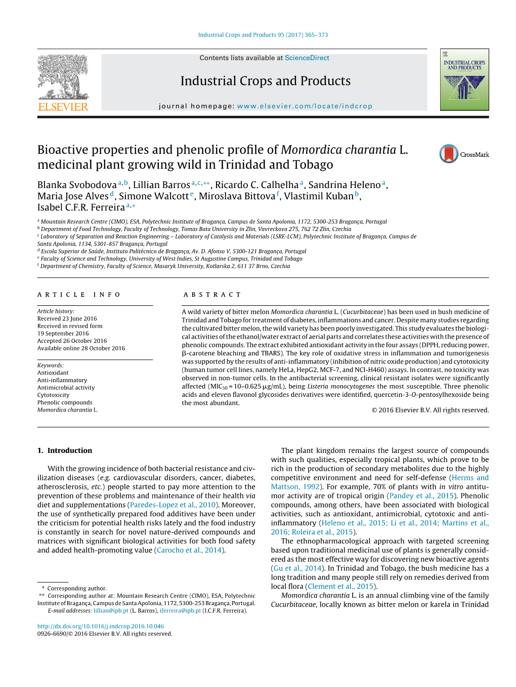 Bioactive Properties and Phenolic Profile of Momordica Charantia L