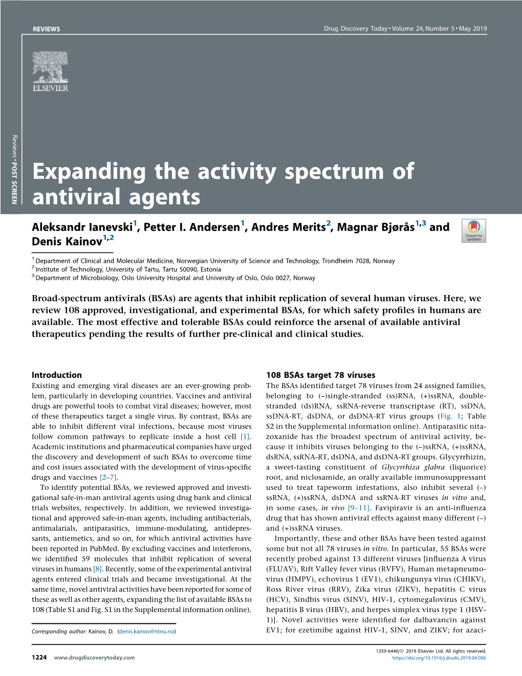 Expanding the Activity Spectrum of Antiviral Agents