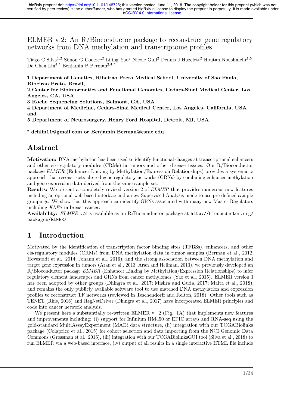 ELMER V.2: an R/Bioconductor Package to Reconstruct Gene Regulatory Networks from DNA Methylation and Transcriptome Profiles