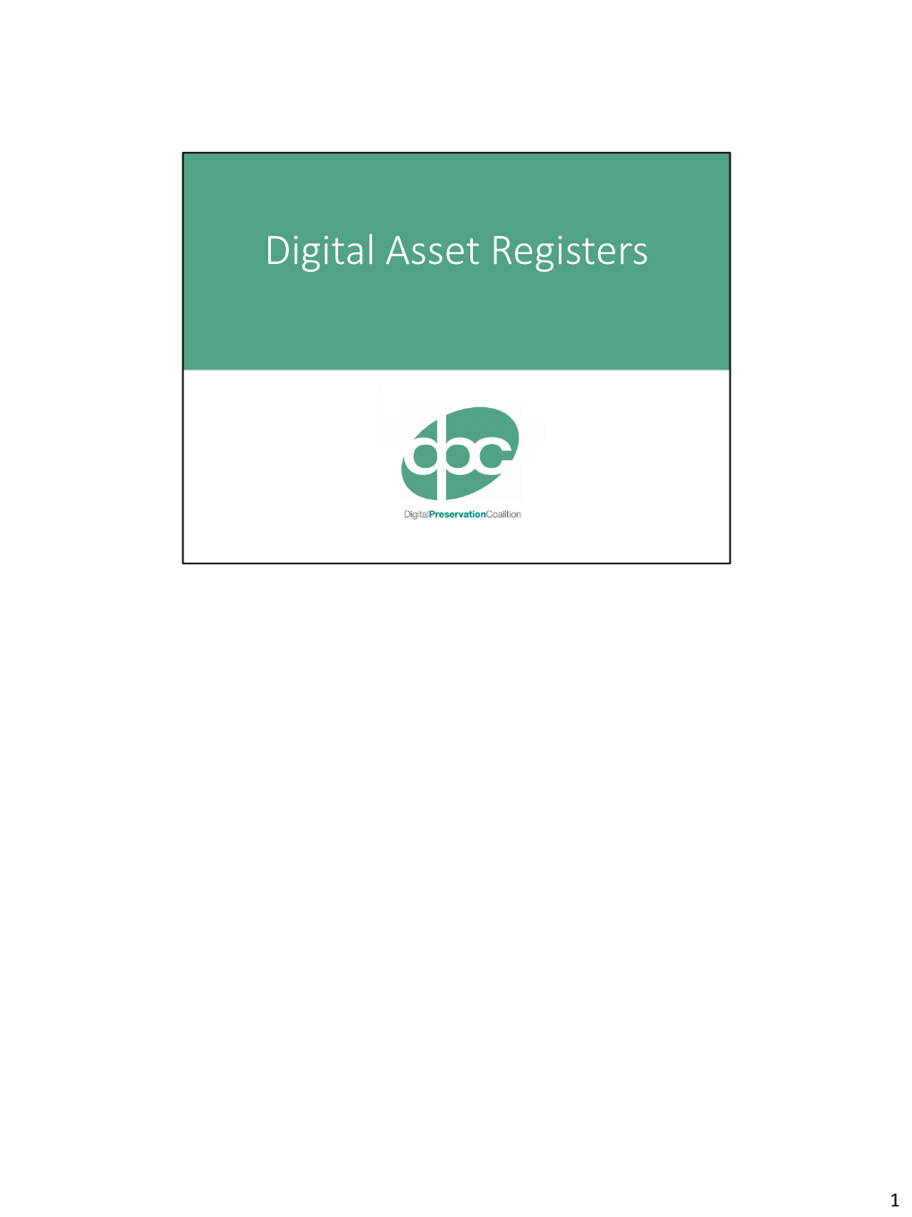 Creating a Digital Asset Register