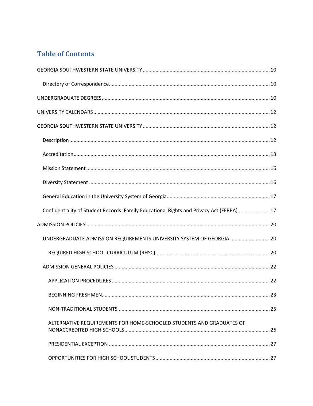 Table of Contents