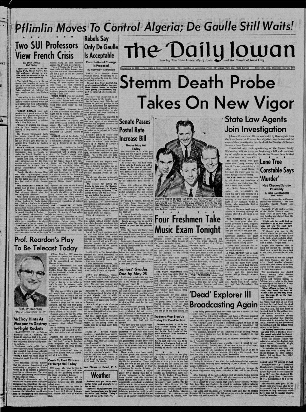 Daily Iowan (Iowa City, Iowa), 1958-05-22