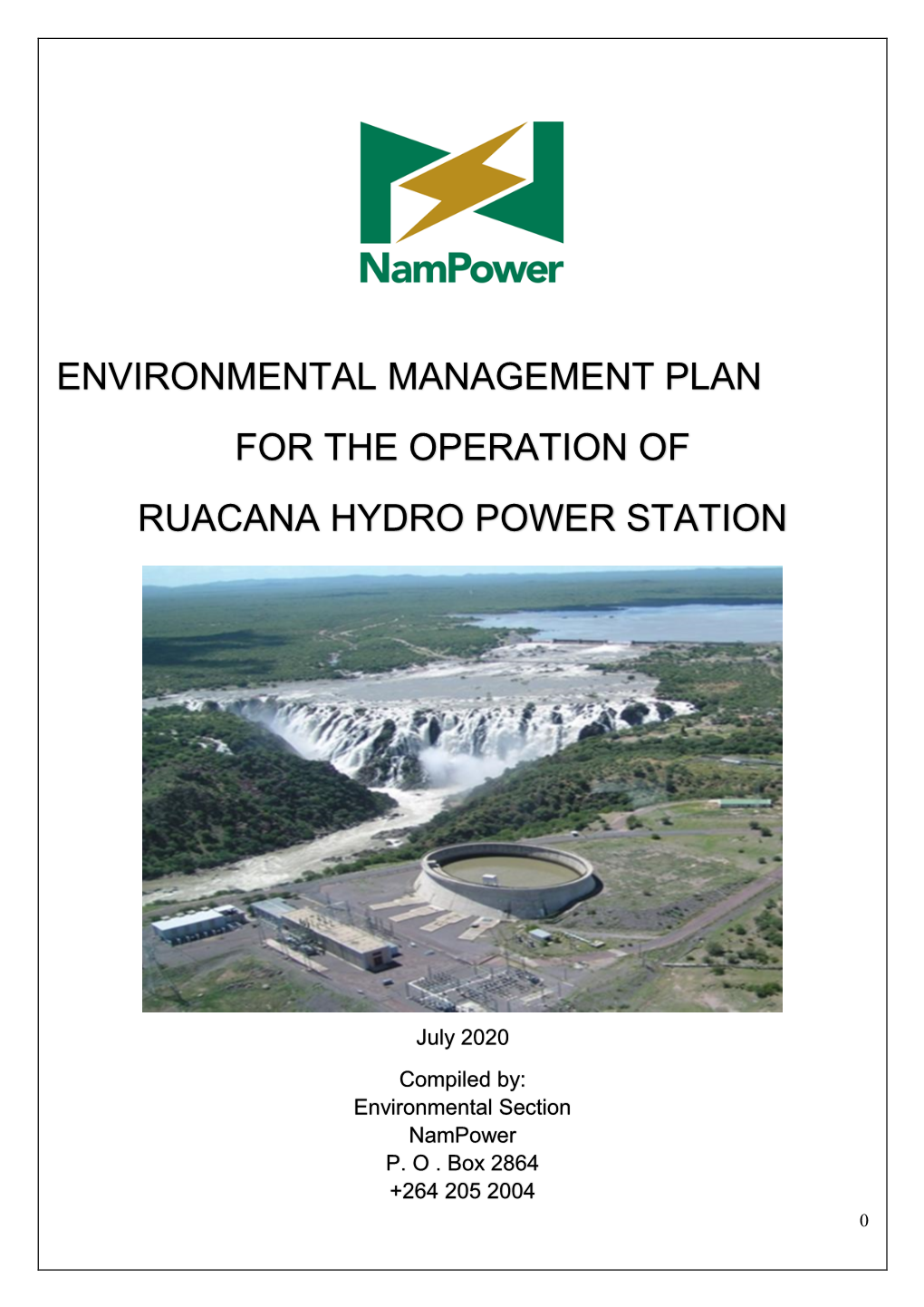 Environmental Management Plan for the Operation of Ruacana Hydro Power Station