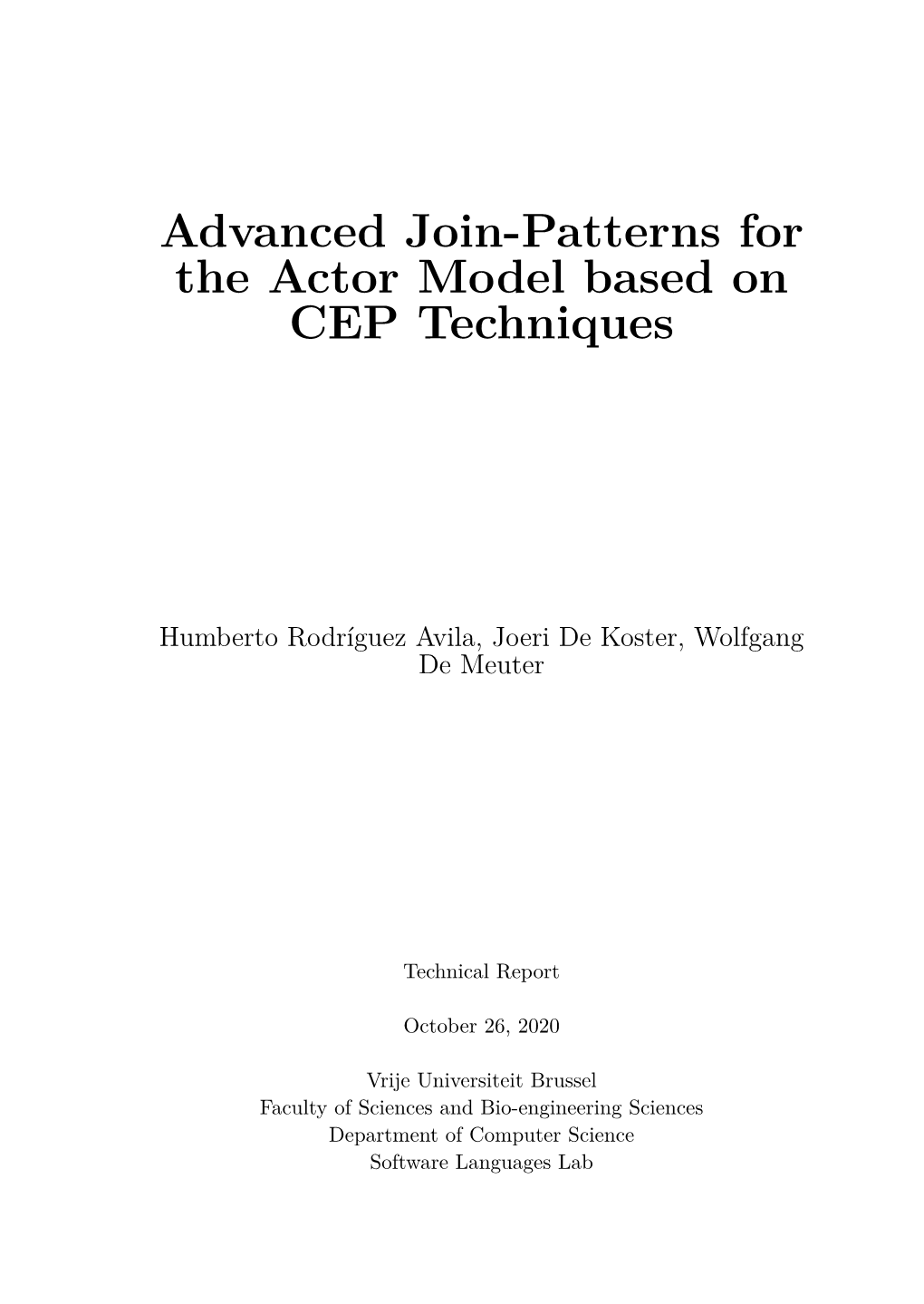 Advanced Join-Patterns for the Actor Model Based on CEP Techniques