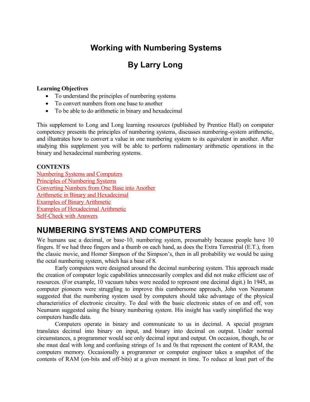 Working with Numbering Systems