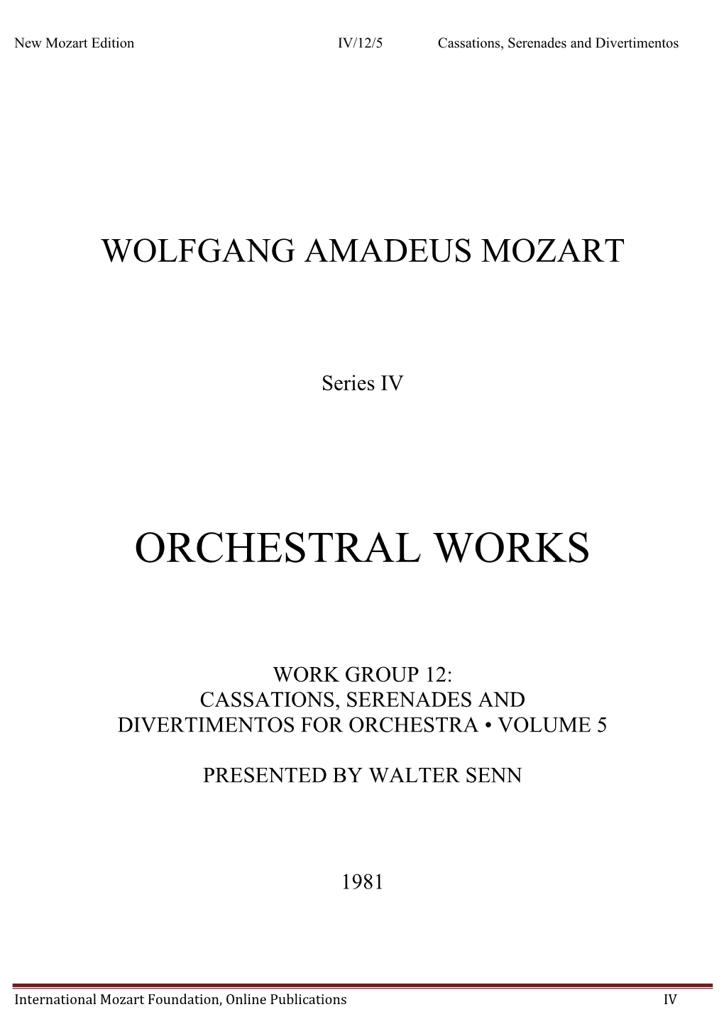 Orchestral Works