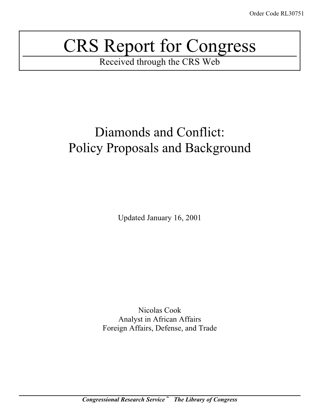 CRS Report for Congress Received Through the CRS Web