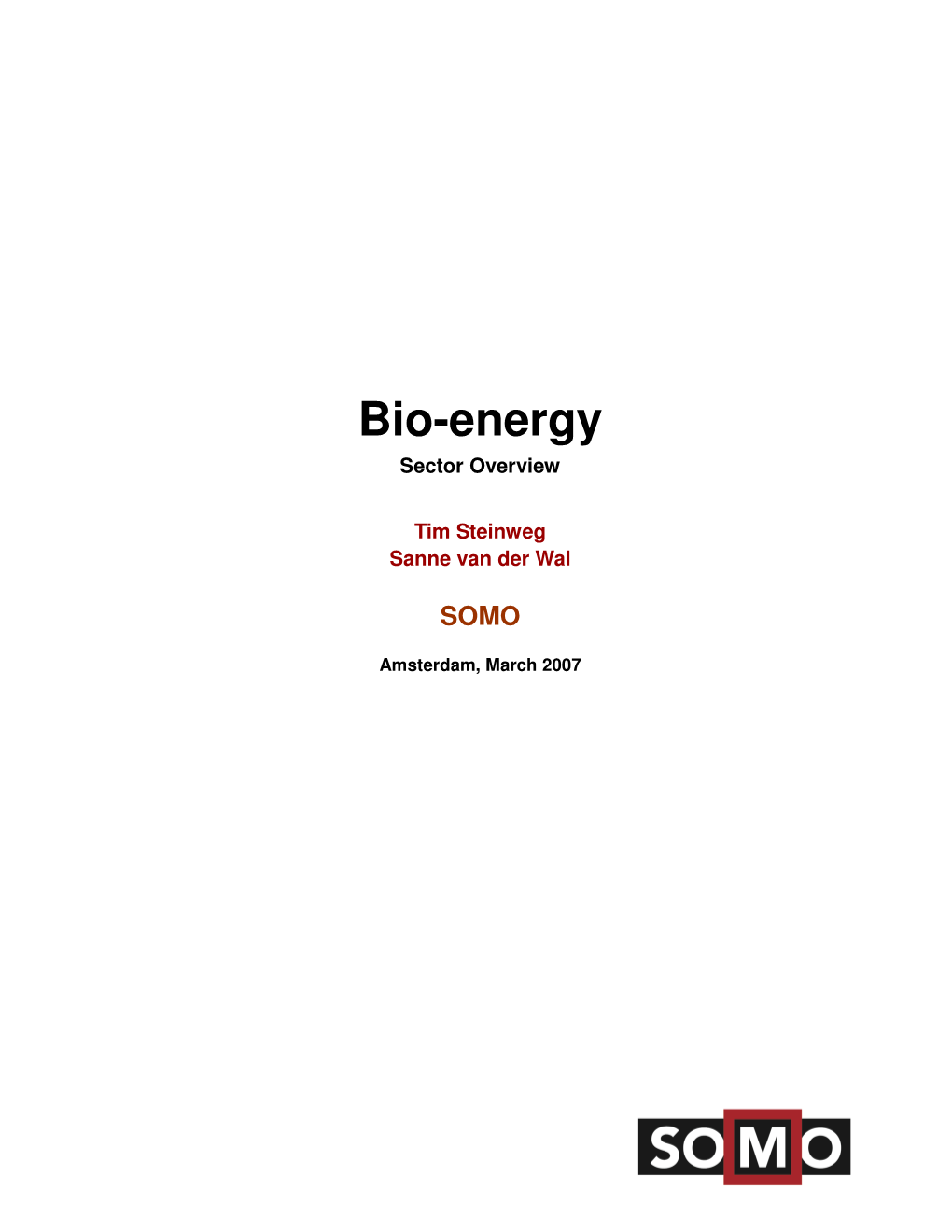 Bio Energy Sector Overview