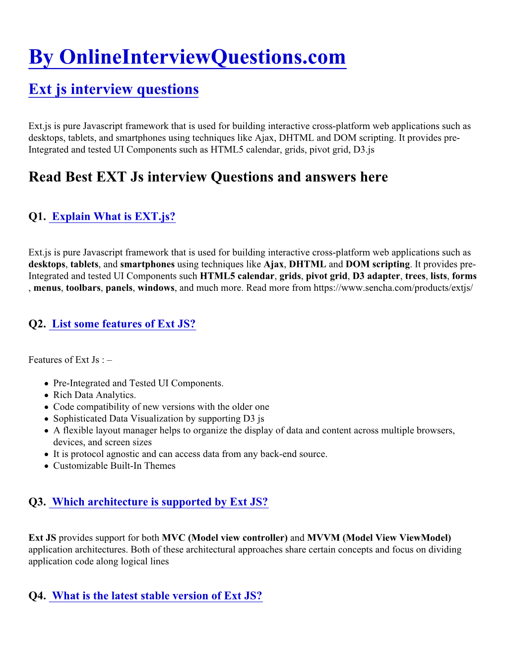 Ext Js Interview Questions