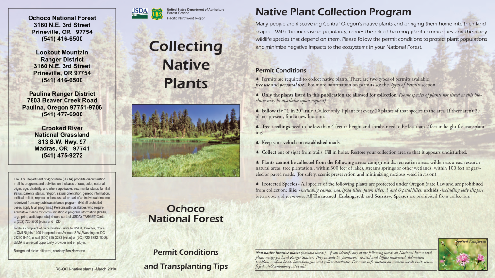 Collecting Native Plants -Ochoco.Indd