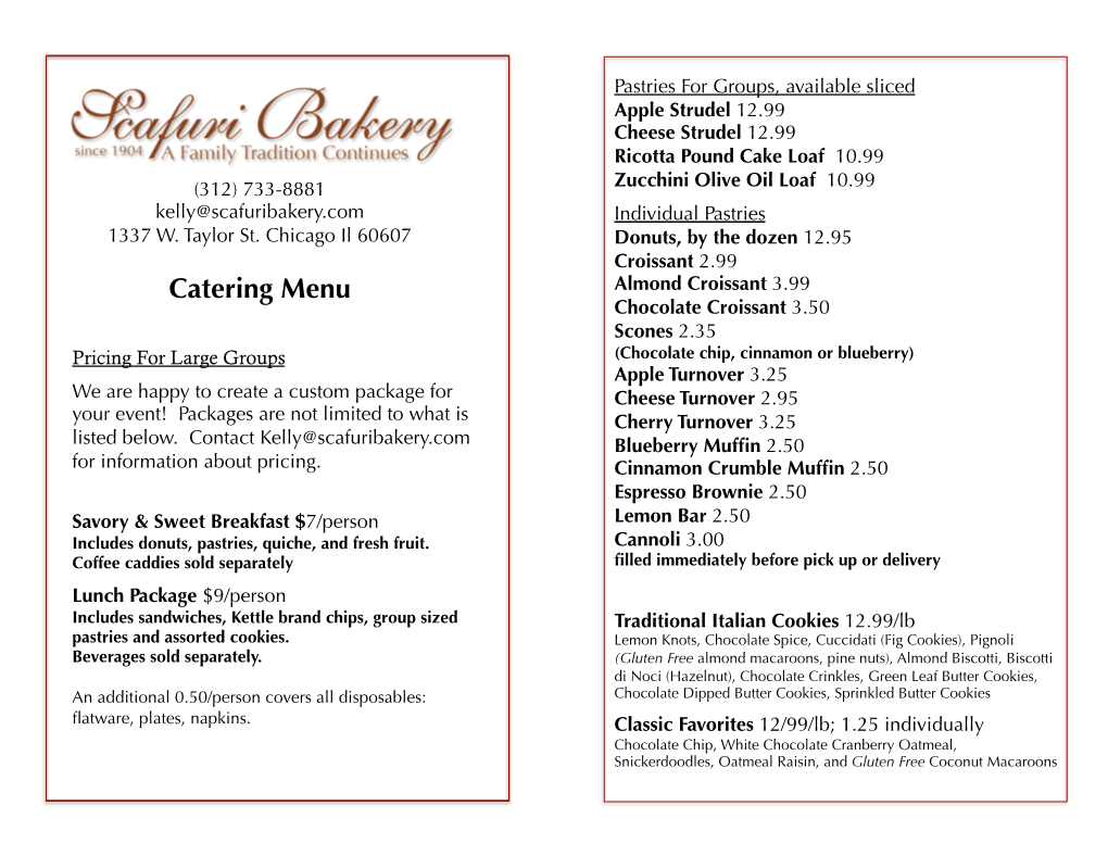 Catering Menu