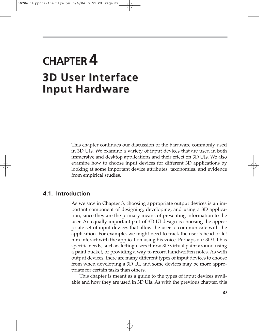 Chapter 4 3D User Interface Input Hardware