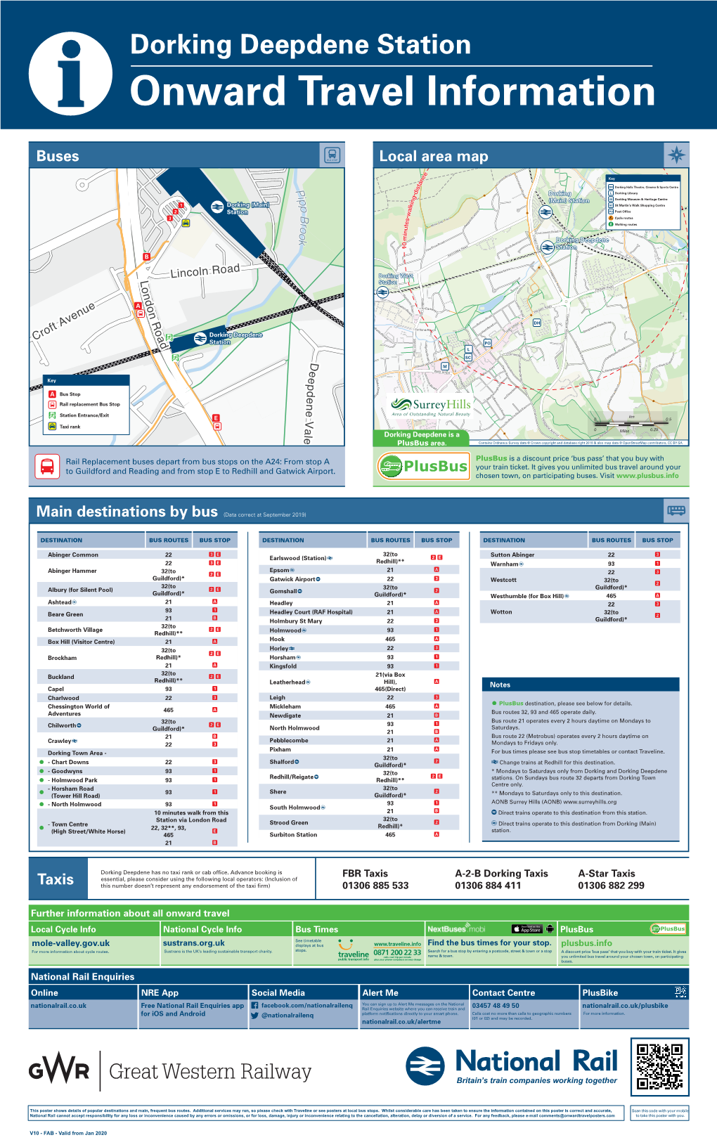 Dorking Deepdene Station I Onward Travel Information Buses Local Area Map