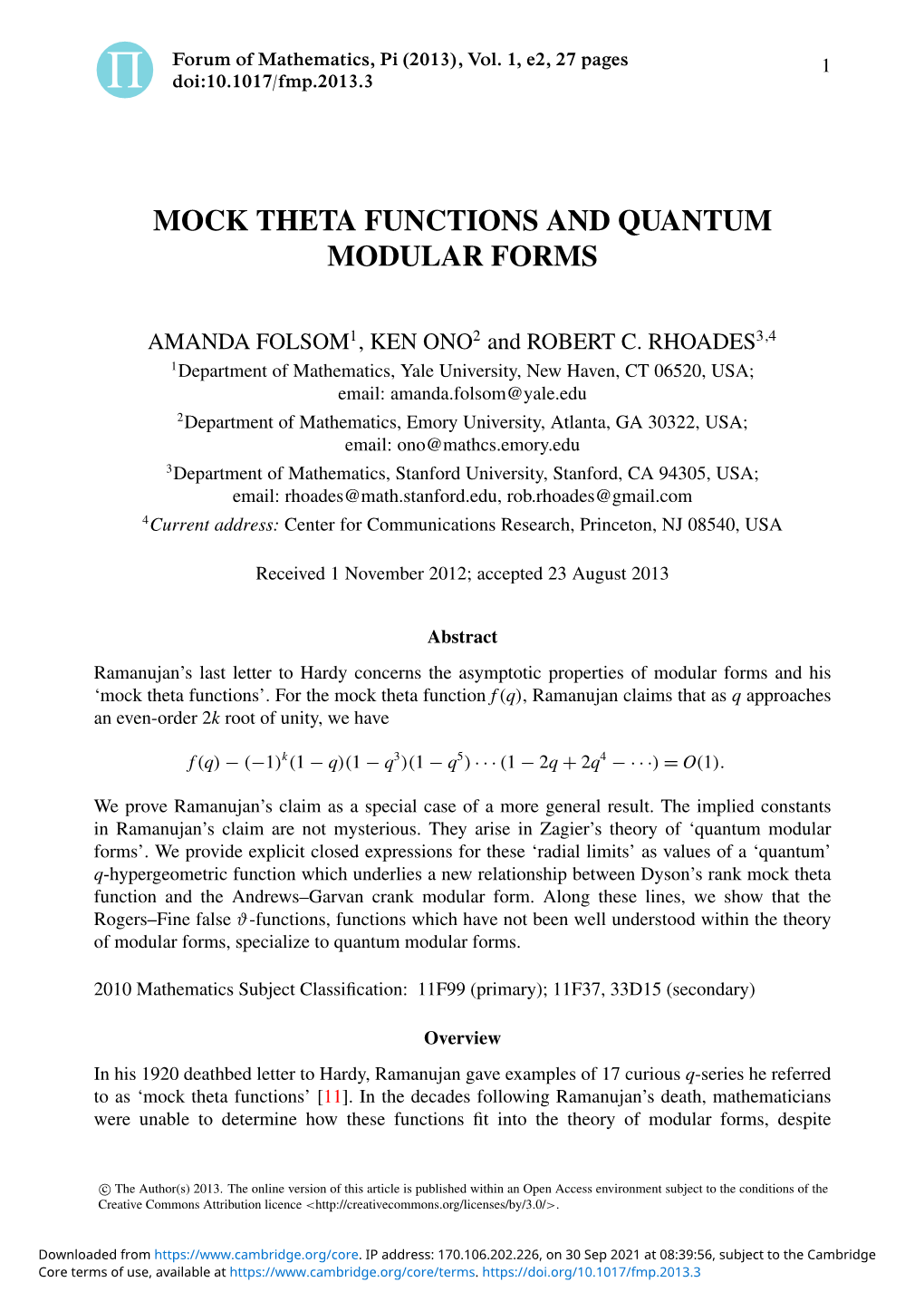 Mock Theta Functions and Quantum Modular Forms