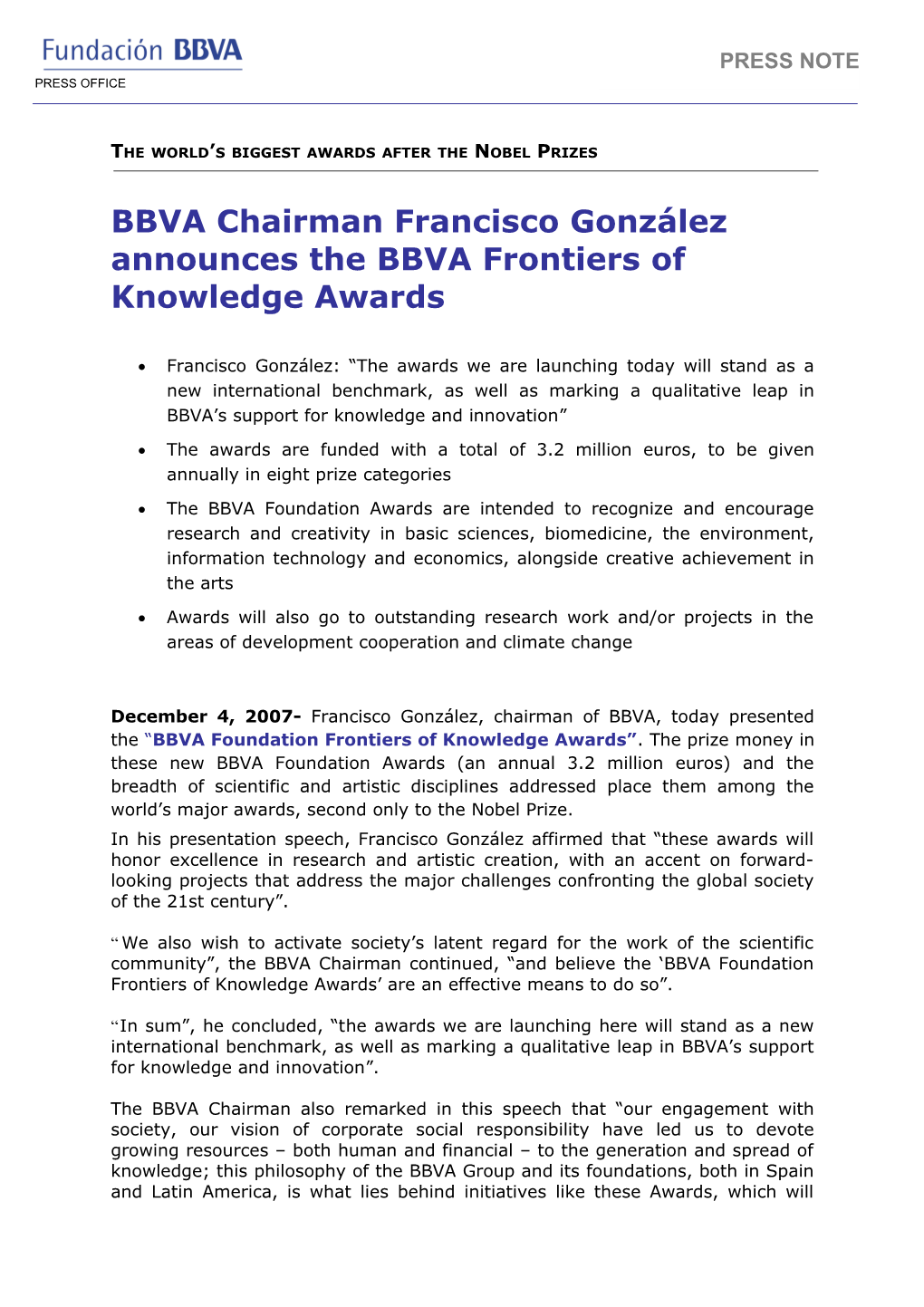 BBVA Frontiers of Knowledge Awards